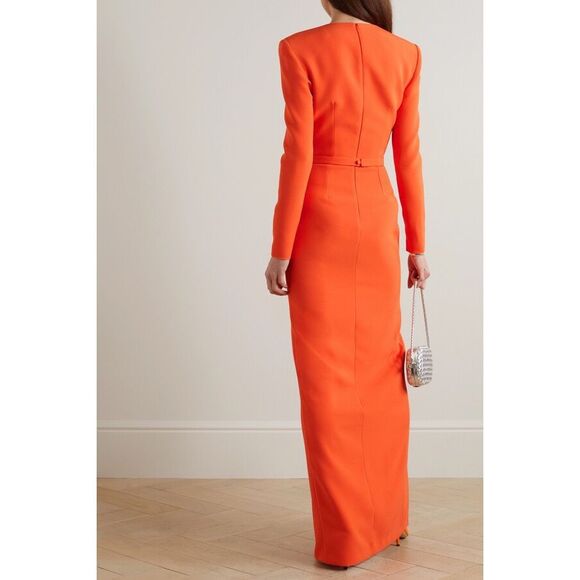 Safiyaa Ottavia Asymmetric Crepe Gown in Orange US 8 $1815 - Picture 2 of 12